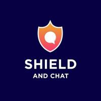 Shield Secure Protection With Bubble Chat Conversation Message Logo Design vector