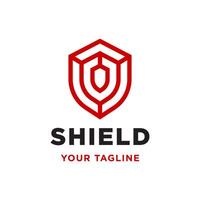 Shield Protect Secure Monogram Modern Security Logo Design vector