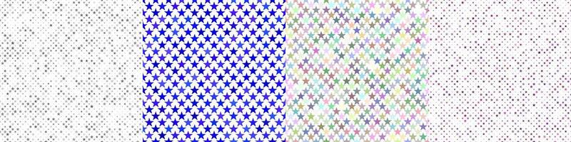 Seamless pentagram star pattern set vector