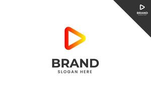 Play button logotype. Entertainment brand identity design template. Perfect logo for business related to cinema industry. Isolated background. Eps 10. vector