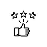 Customer review rating with 5 stars and thumb up. Outline icon with editable stroke. 01 vector