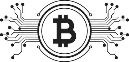 Cryptocurrency Bitcoin Blockchain Technology. Bitcoin illustration on circuit board. Digital money, bitcoin technology circuit board. vector