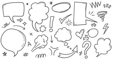 Hand drawn elements speech bubble, arrows, scribble, stars, question mark vector