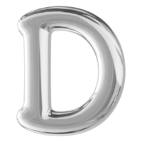 Silver 3D Bubble Font Letter D uppercase png