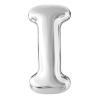 Silver 3D Bubble Font Letter I uppercase png