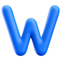 Blue 3D Bubble Font Letter W uppercase png