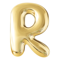 Gold 3D Bubble Font Letter R uppercase png
