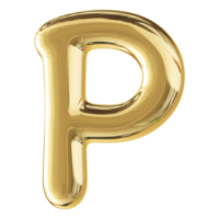 Gold 3D Bubble Font Letter P uppercase png