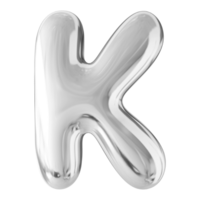 Silver 3D Bubble Font Letter K uppercase png