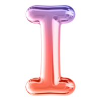 Gradient 3D Bubble Font Letter I uppercase png