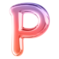 Gradient 3D Bubble Font Letter P uppercase png