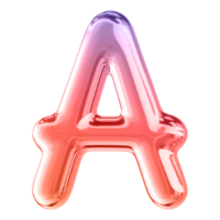 Gradient 3D Bubble Font Letter A uppercase png