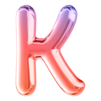Gradient 3D Bubble Font Letter K uppercase png