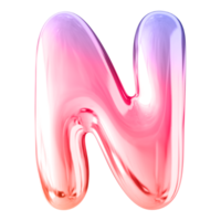 Gradient 3D Bubble Font Letter N uppercase png
