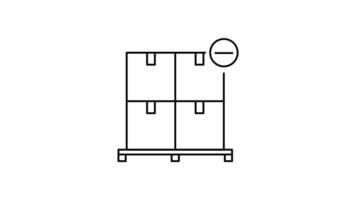 Pallet with boxes outline icon animation. transparent background video