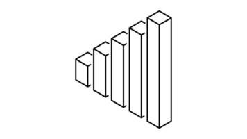 chart and bar growth outline icon animation. transparent background video