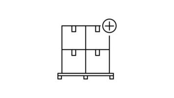 Pallet with boxes outline icon animation. transparent background video