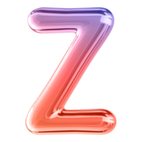 Gradient 3D Bubble Font Letter Z uppercase png