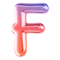 Gradient 3D Bubble Font Letter F uppercase png
