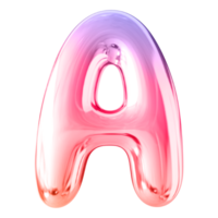 Gradient 3D Bubble Font Letter A uppercase png