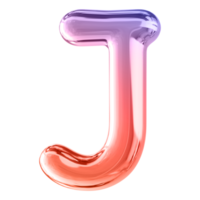 Gradient 3D Bubble Font Letter J uppercase png
