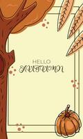 hello autumn poster template, outline illustration design vector