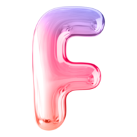 Gradient 3D Bubble Font Letter F uppercase png