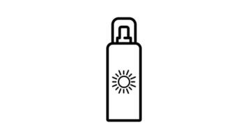 Sunscreen outline icon animation. transparent background video
