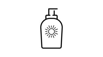 Sunscreen outline icon animation. transparent background video