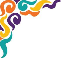 Retro Groovy Corner Border with Flat Design. Illustration on White Background. vector