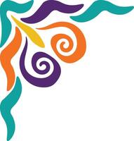 Retro Groovy Corner Border with Flat Design. Illustration on White Background. vector