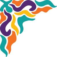Retro Groovy Corner Border with Flat Design. Illustration on White Background. vector