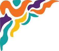 Retro Groovy Corner Border with Flat Design. Illustration on White Background. vector