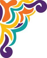 Retro Groovy Corner Border with Flat Design. Illustration on White Background. vector