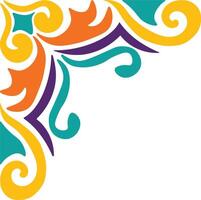 Retro Groovy Corner Border with Flat Design. Illustration on White Background. vector