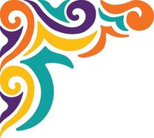 Retro Groovy Corner Border with Flat Design. Illustration on White Background. vector