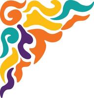Retro Groovy Corner Border with Flat Design. Illustration on White Background. vector