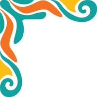 Retro Groovy Corner Border with Flat Design. Illustration on White Background. vector