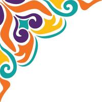 Retro Groovy Corner Border with Flat Design. Illustration on White Background. vector