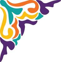 Retro Groovy Corner Border with Flat Design. Illustration on White Background. vector