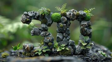 Beautiful stone floral arrangement in the shape of 30 photo