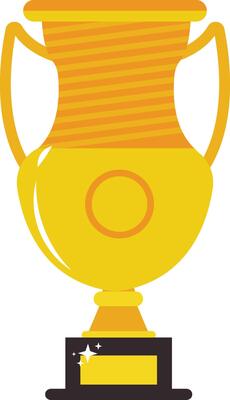Gold Achievement Award Isolated on White Background. Illustration in Flat Design Style.