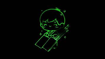 Glowing looping Tanabata day Tanzaku with wishes written on them. neon frame effect, black background. video