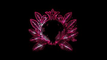 Glowing looping Rosh Hashanah day pomegranate, symbolizing fertility and abundance. shapes neon frame effect, black background. video