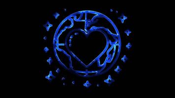 Glowing looping World Heart Day Medical infographic showing heart disease statistics neon frame effect, black background. video