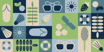 Summer high contrast abstract horizontal banner in geometric style. vector