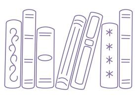 Set of sketches of book outlines. Back to school. Symbols of lines of bookstore, library. A bunch of silhouettes of books. Hand drawn scribbles of books Library, bookstore icons. vector