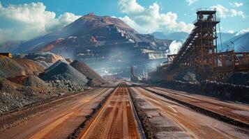 Machinery and infrastructure are visible, showcasing the industrial activity and scale of the coal mining operation. photo