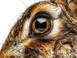 Close-up of a rabbit with a white background. photo