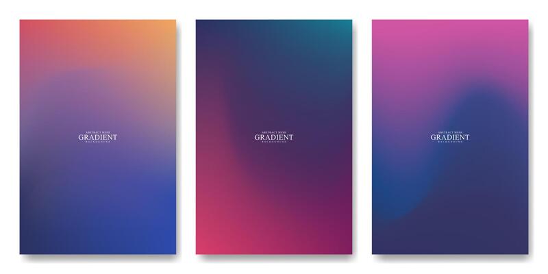 Collection abstract blurred gradient mesh. Colorful effect dark blue color blend liquid background. Modern design template for card, banner, poster, social media, promotion background